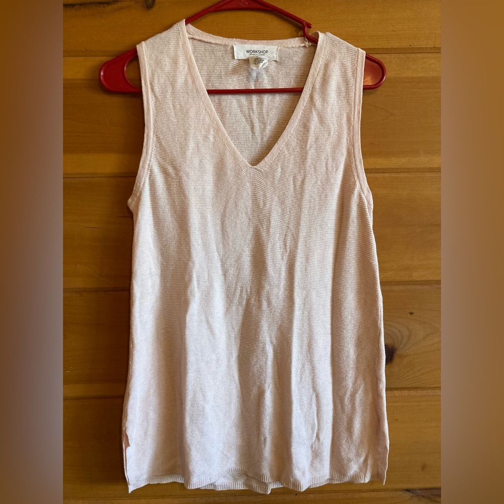 Workshop Republic Clothing Co. SMALL • Pink vest top • LINEN blend • summery 🥰